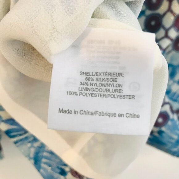 VTG Tory Burch blouse women size 0/S blue/brown long sleeves Boho hippie floral - Picture 8 of 9